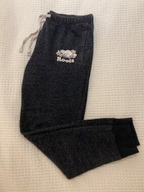 Roots Women's Original Slim Cuff Sweatpants Black Pepper- Medium